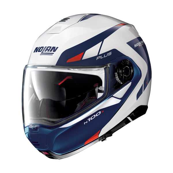 NOLAN, Nolan N100-5 PLUS N-Com Flip Face Helmet - white/blue/red