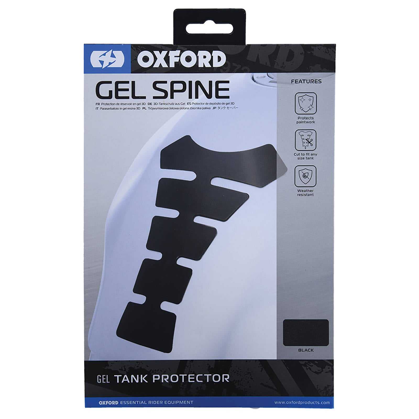 Oxford, OXFORD ORIGINAL SPINE GEL TANK PAD - BLK (replaces OXOF838)