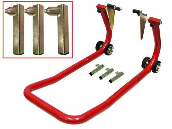 PSYCHIC MX, PADDOCK STAND SPEC FRONT STEEL TUBE OD 35.5MM RED COLOUR WITH BRACKET X2