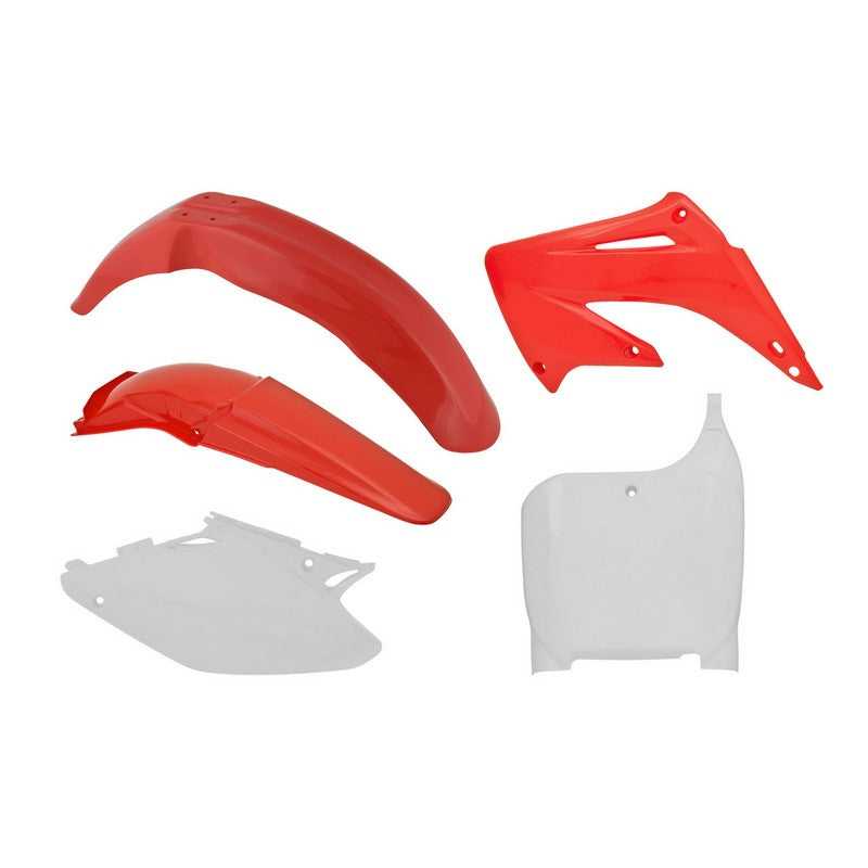 RTECH, PLASTIC KIT RTECH FRONT&REAR FENDERS SIDEPANELS&RADIATOR SHROUDS FRONT NUMBERPLATE HONDACR125R 250R