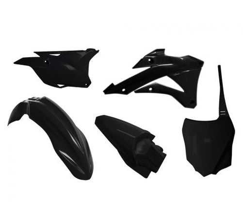 RTECH, PLASTICS KIT RTECH FRONT/REAR FENDER SIDE PANEL RADIATOR SHROUD& FRONT NUMBERPLATE KAWASAKI KX85 1